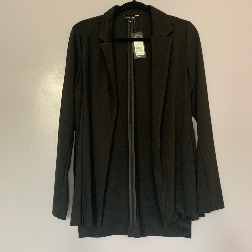 NWT New Look Black Ponte Side Slit Open Blazer 8